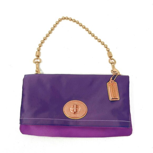 Coach Amanda Purple Satin Fold over Clutch 12926 – Purple NWT - Picture 1 of 14